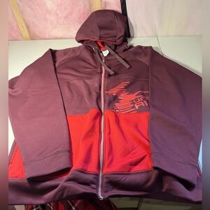 Under Armour Hoodie Mens Red Loose Fit Full Zip Long Sleeve Hooded